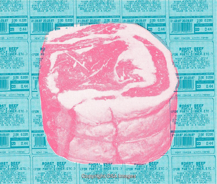 Retro Pop Art Style Collage of Meat and Grocery Labels