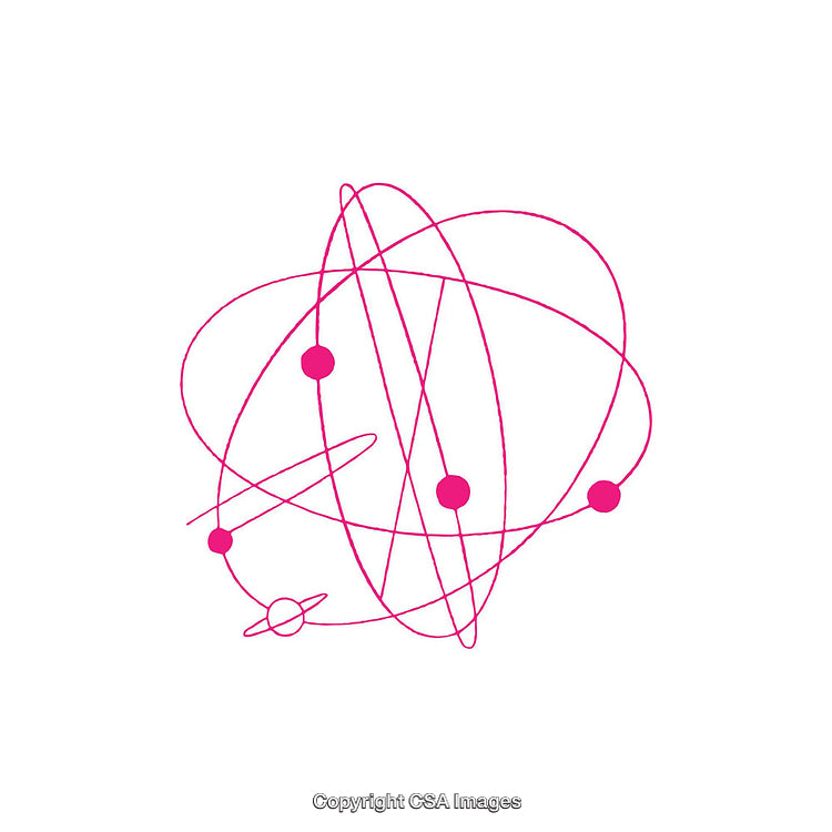 Pink Atomic Structure Diagram Representing Science and Physics Concept