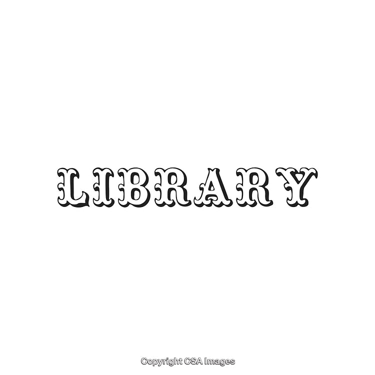 Vintage Typography Styled Word 'Library' on White Background