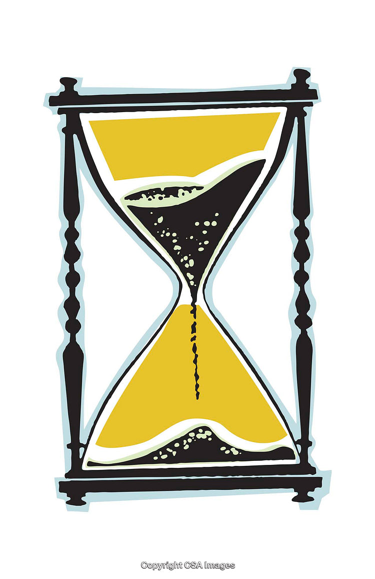 Colorful Illustration of an Hourglass Representing Time Flow and Transience