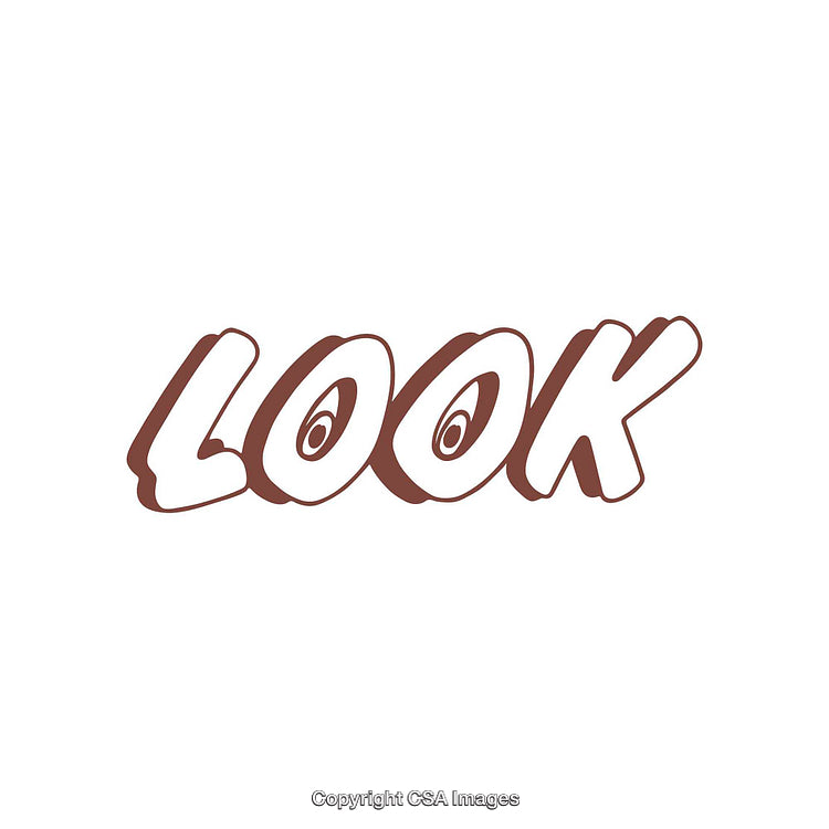 Retro Style Text Art Featuring the Word 'Look' with Eye Graphics