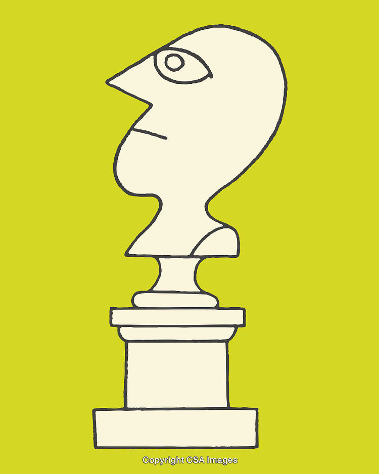 Contemporary Line Art Illustrating an Abstract Bust with Bold Colors