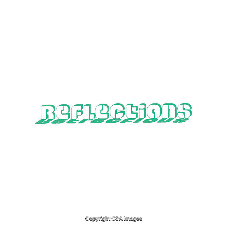 Creative Green Reflections Text with Unique Mirror Effect on White Background