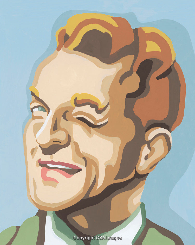 Retro Inspired Art of Smiling Man in Paint by Numbers Style