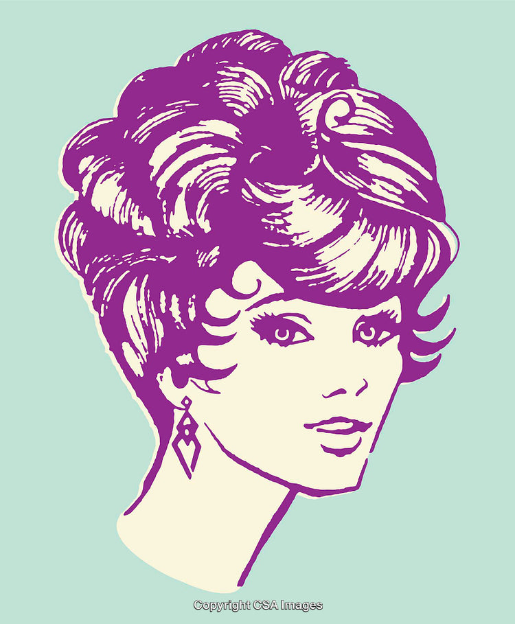 Stylish Line Art Illustration of a Retro Woman with Earrings