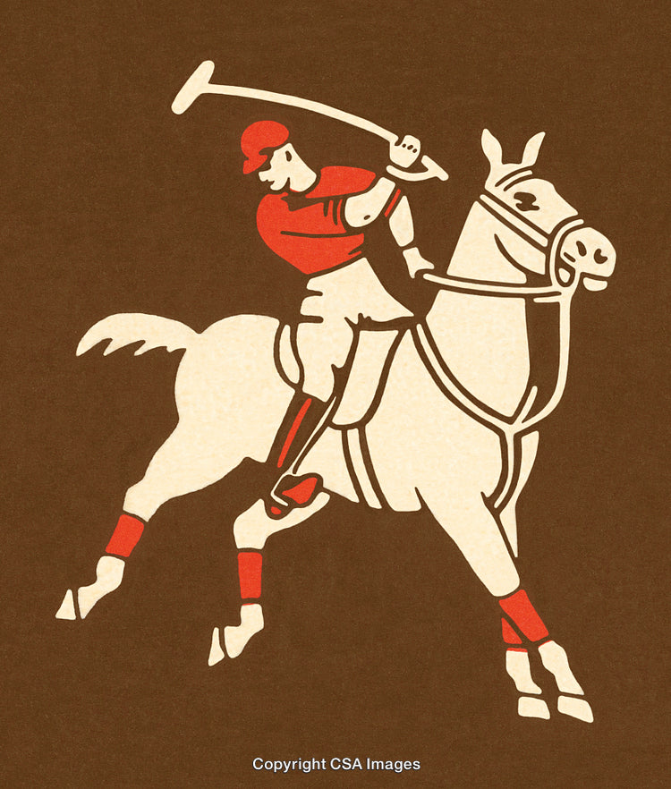 Vintage Style Illustration of a Polo Player Riding a Horse in Action