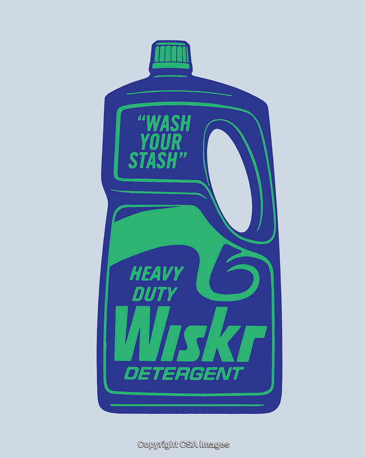 Colorful Line Art Illustration of a Branded Detergent Bottle