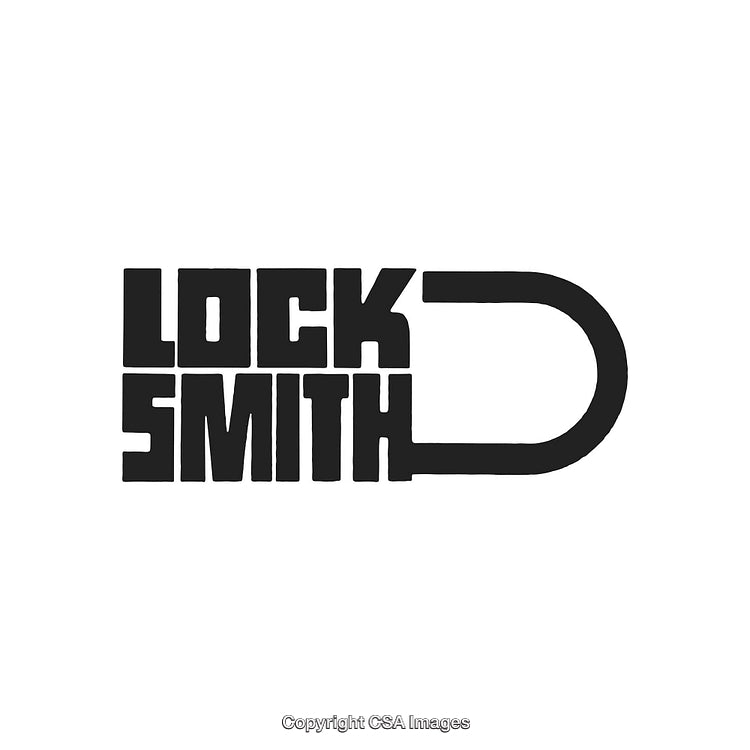 Simple Monochrome Locksmith Logo Featuring Padlock and Bold Typography Design