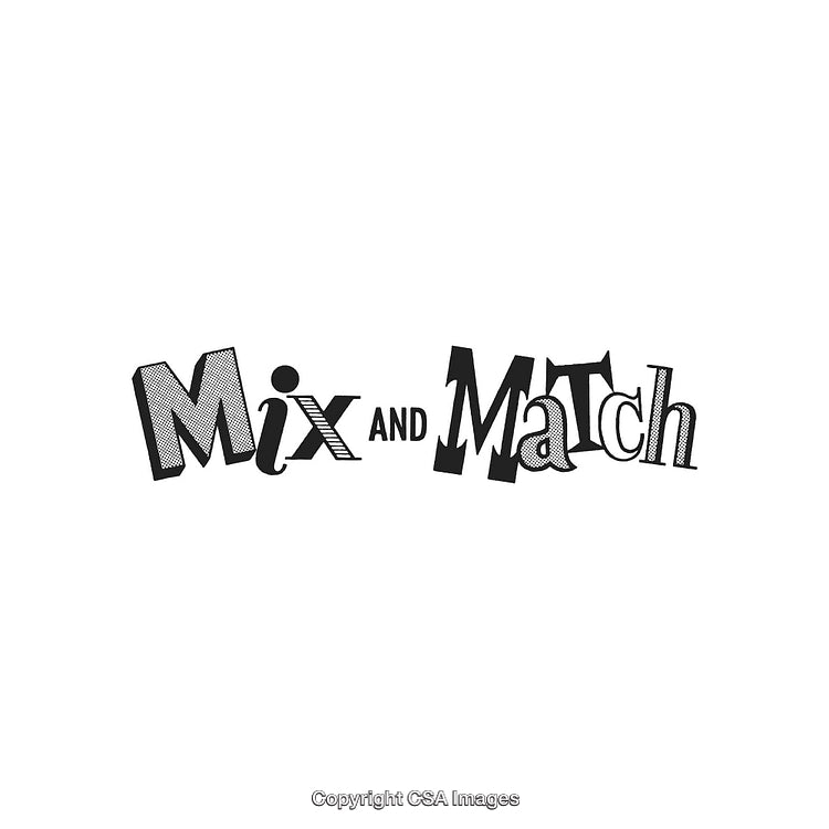 Retro Styled Mix and Match Text Design in Black and White
