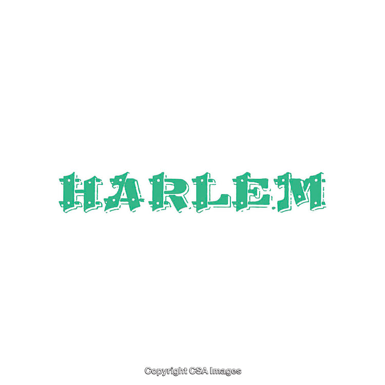 Decorative Green Typography Spelling Out "Harlem" on a White Background
