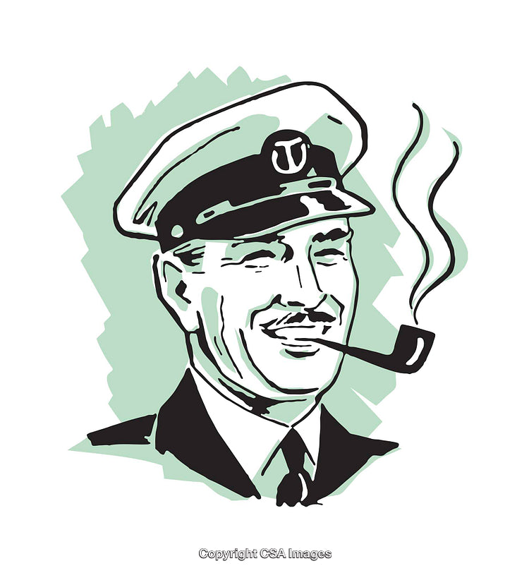 Vintage Styled Illustration of a Smiling Sailor Smoking a Pipe