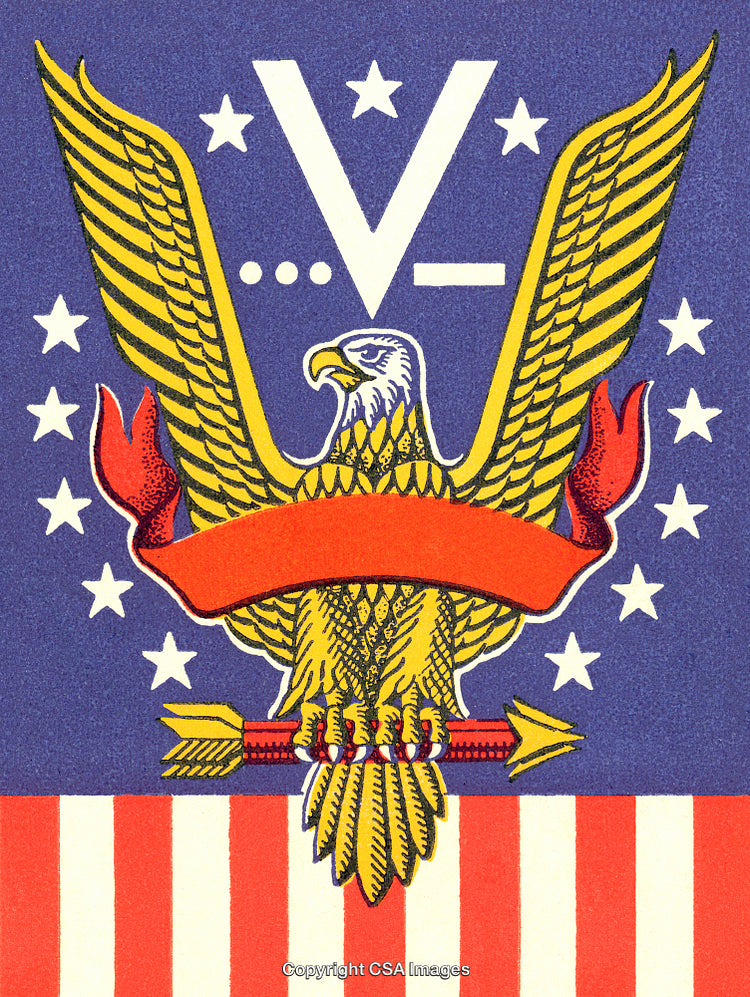 Vintage Representation of American Bald Eagle with Patriotic Flag Symbols