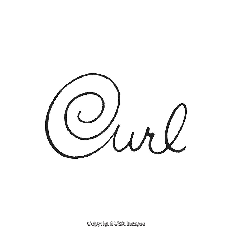 Decorative Handwritten 'Curl' Text with Elegant Swirling Design on White Background