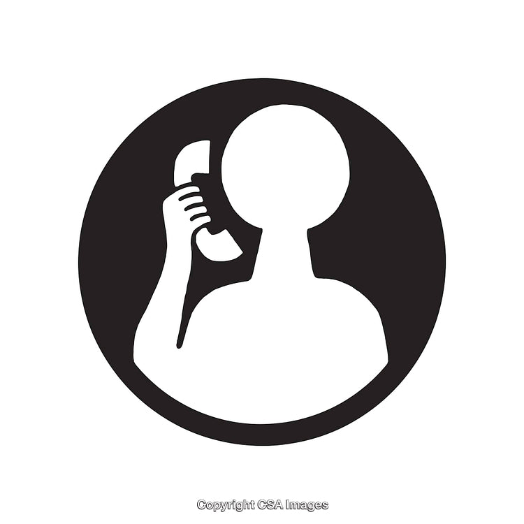 Silhouette of a Person Holding a Handset Icon in Monochrome