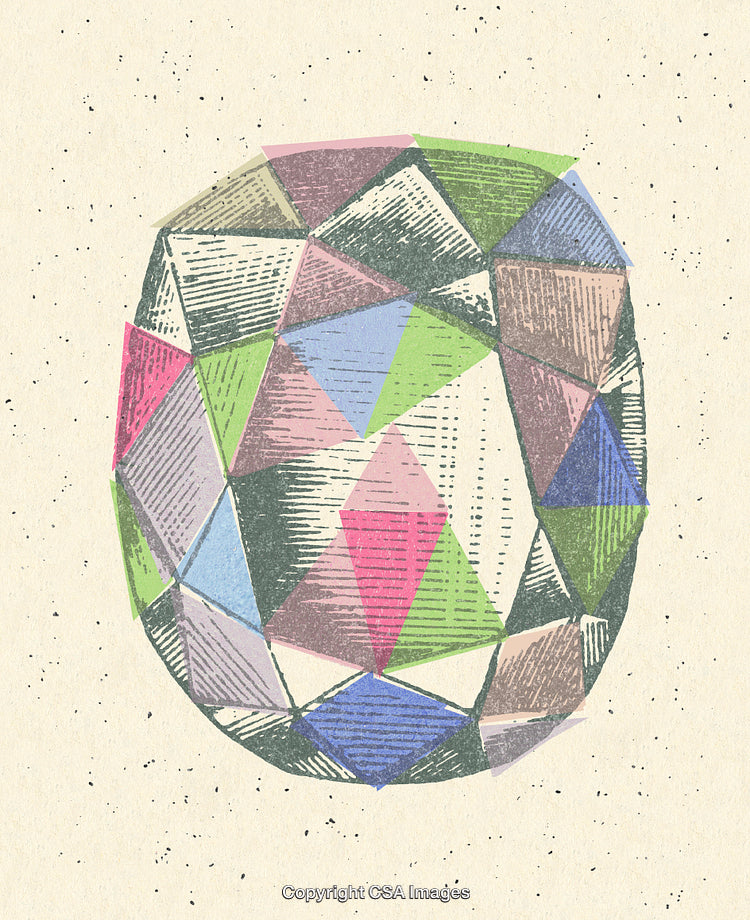 Abstract Geometric Art with Multicolored Polygonal Patterns on Vintage Background