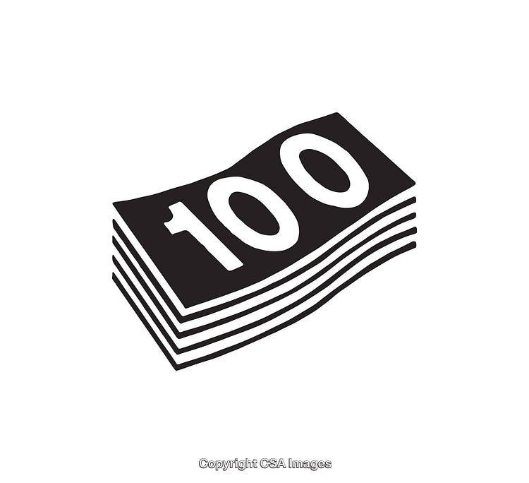 Stack of Hundred-Dollar Bill Icons in Black and White Design