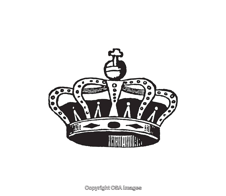Intricate Black and White Line Art Illustration of a Decorative Crown