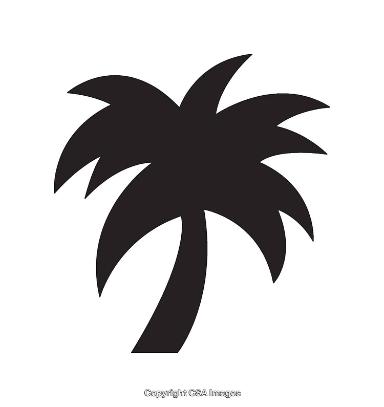 Silhouette of Palm Tree Icon in Minimalist Black and White Design