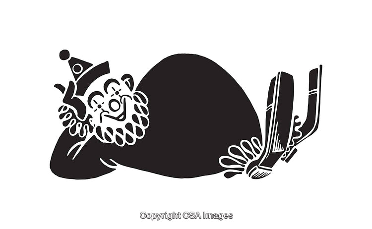 Happy Cartoon Character Relaxing in Black and White Line Art Illustration