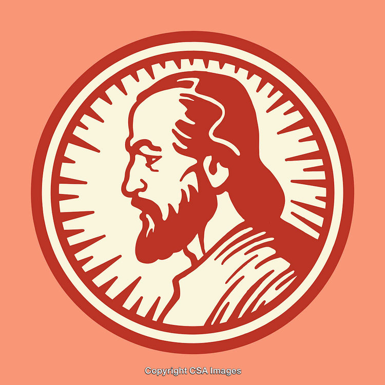 Vintage Line Art Illustration of a Bearded Man in Profile View