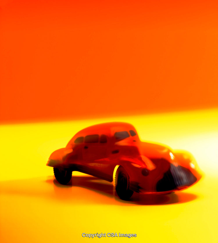 Abstract Artistic Depiction of Red Car with Vibrant Background