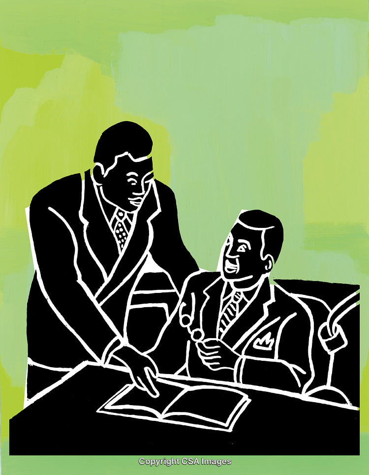 Collaborative Discussion Between Two Business Professionals in a Vibrant Workspace