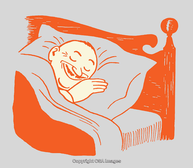 Smiling Man Sleeping Peacefully in Artistic Line Art Illustration