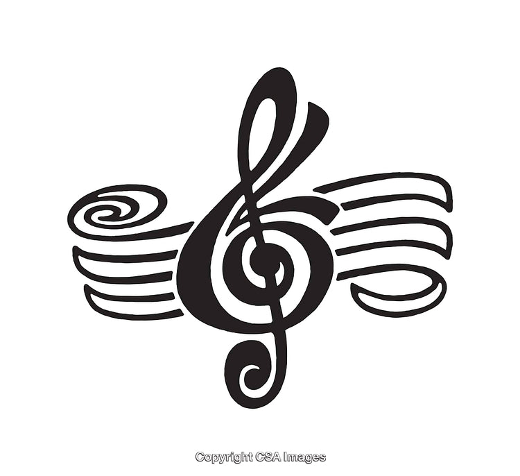 Abstract Treble Clef Line Art Illustration With Creative Swirls