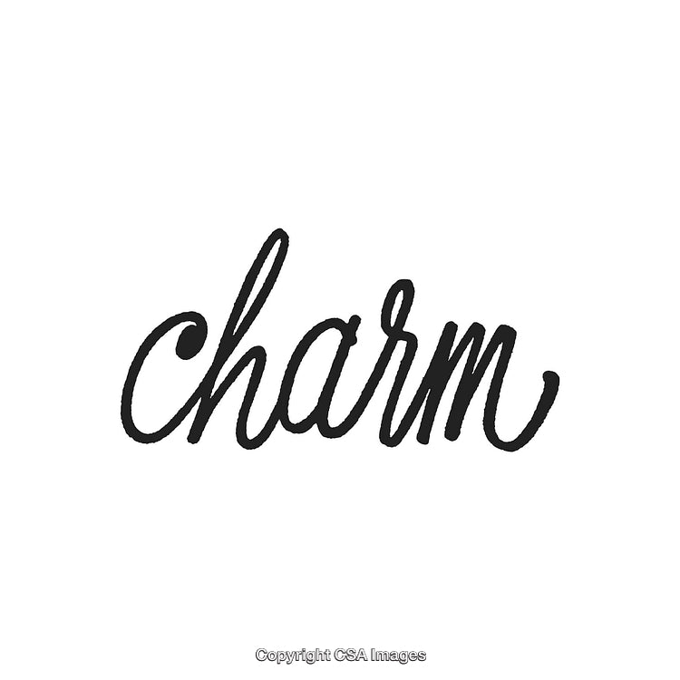 Elegant Handwritten Word 'Charm' Displayed in Minimalistic Black Script