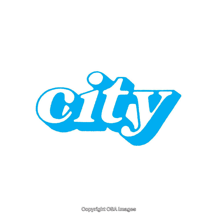 Minimalistic Blue 'City' Word Art on White Background