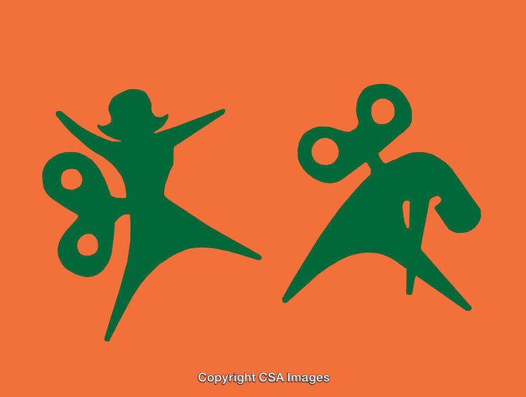 Abstract Green Wind-Up Illustrations on an Orange Background