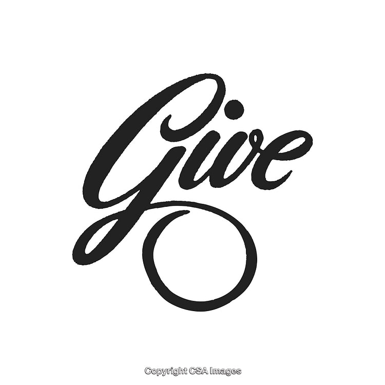 Elegant Script Text Depicting the Word Give in Black Calligraphy