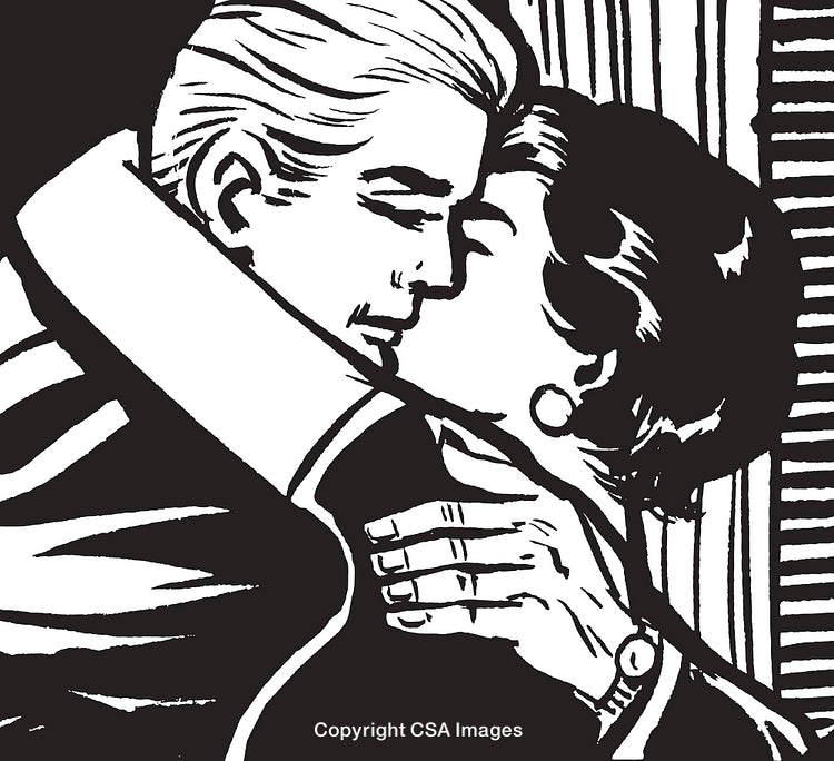 Romantic Retro-Style Couple Sharing an Intimate Moment of Love and Connection