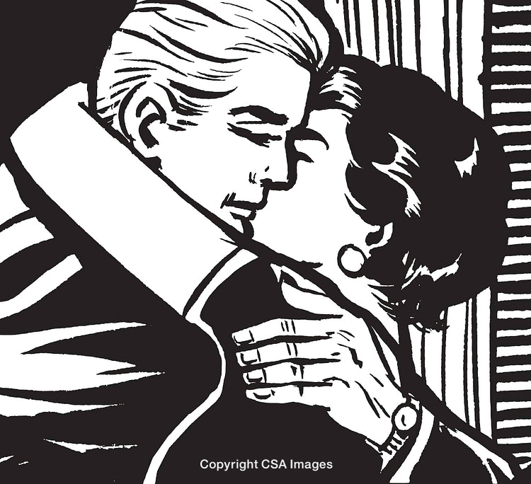 Romantic Retro-Style Couple Sharing an Intimate Moment of Love and Connection