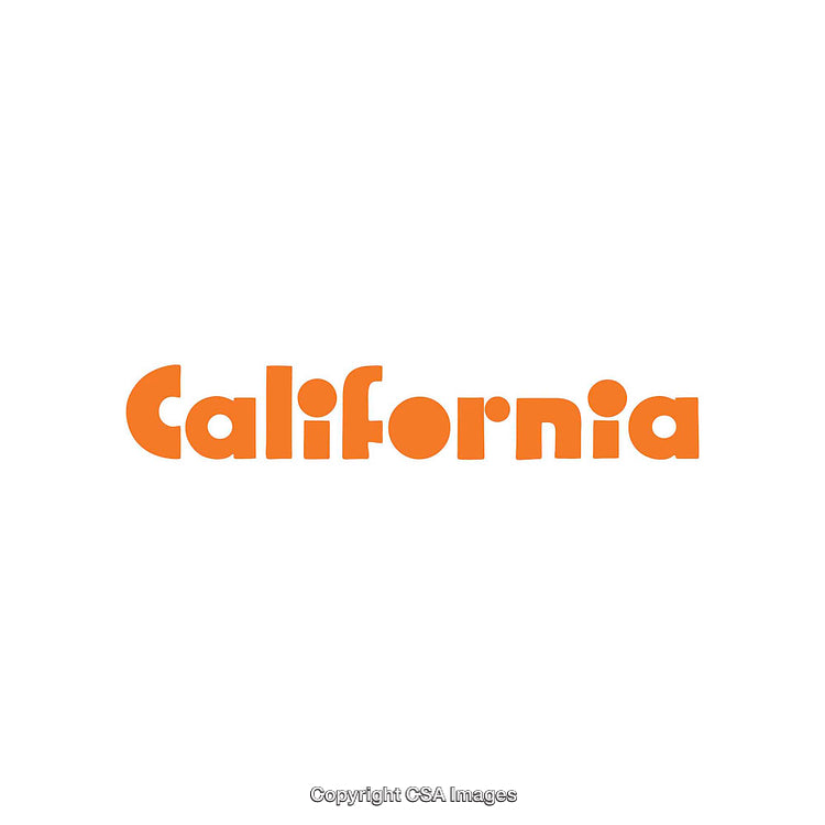 California Word Logo Design in Orange on White Background
