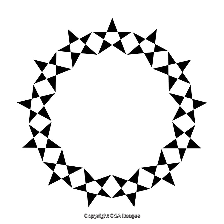 Black And White Geometric Star Patterning Circular Border Design