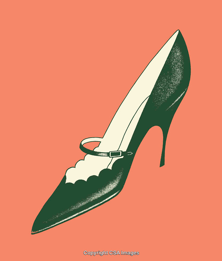 Elegant Vintage High Heel Shoe Illustration with Retro Color Scheme