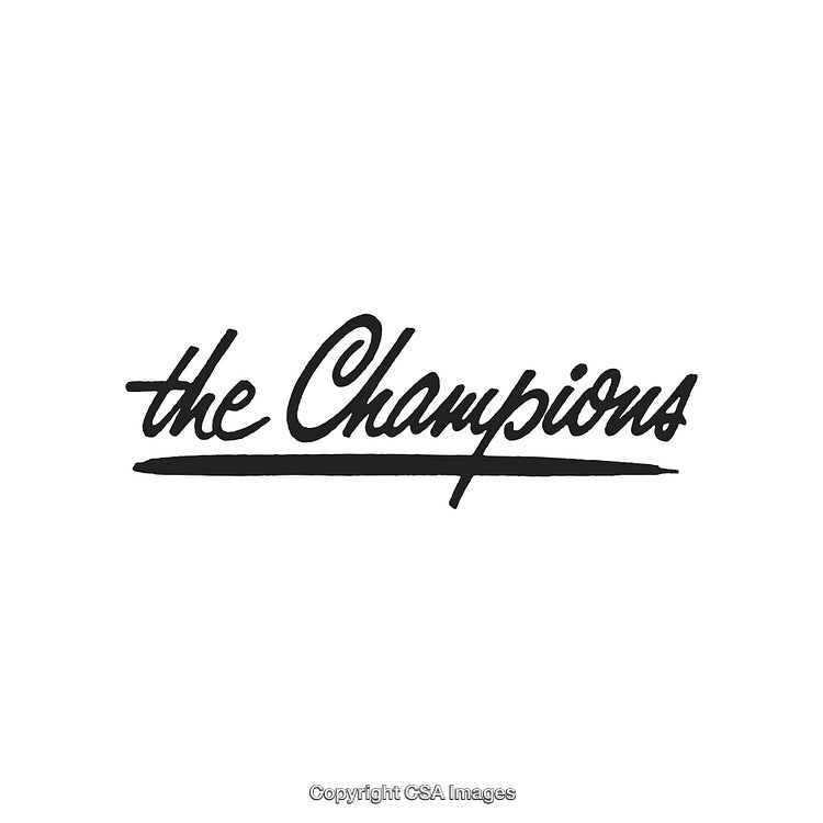 Bold Handwritten Text Art Saying 'The Champions' on White Background