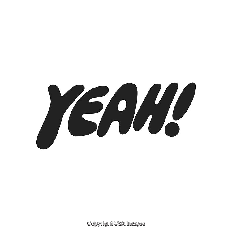 Stylish Black Handwritten Text Reading 'Yeah!' on White Background