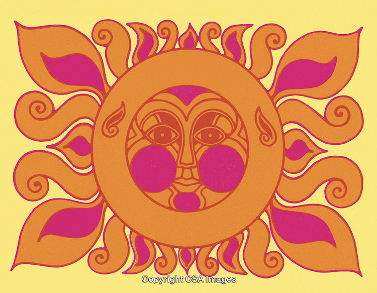 Colorful Abstract Sun Illustration in Vibrant Retro Style