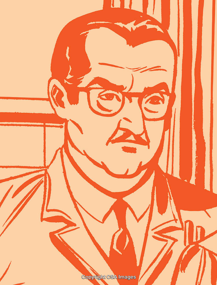 Retro Style Illustration of a Man in Professional Attire with Glasses