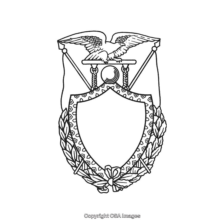 Ornamental Black and White Emblem with Blank Shield and Eagle Motif