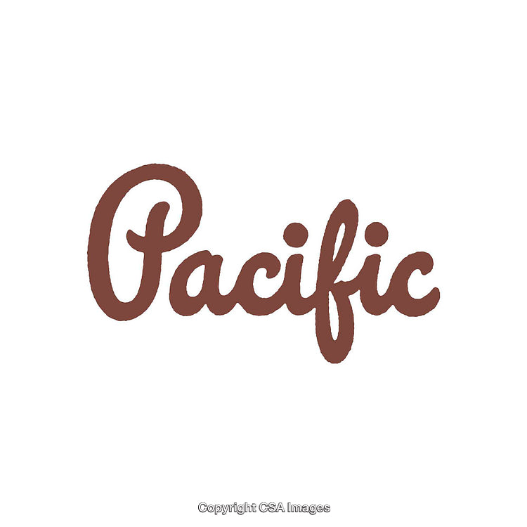 Elegant Handwritten Style Text Logo Featuring 'Pacific' in Brown Font