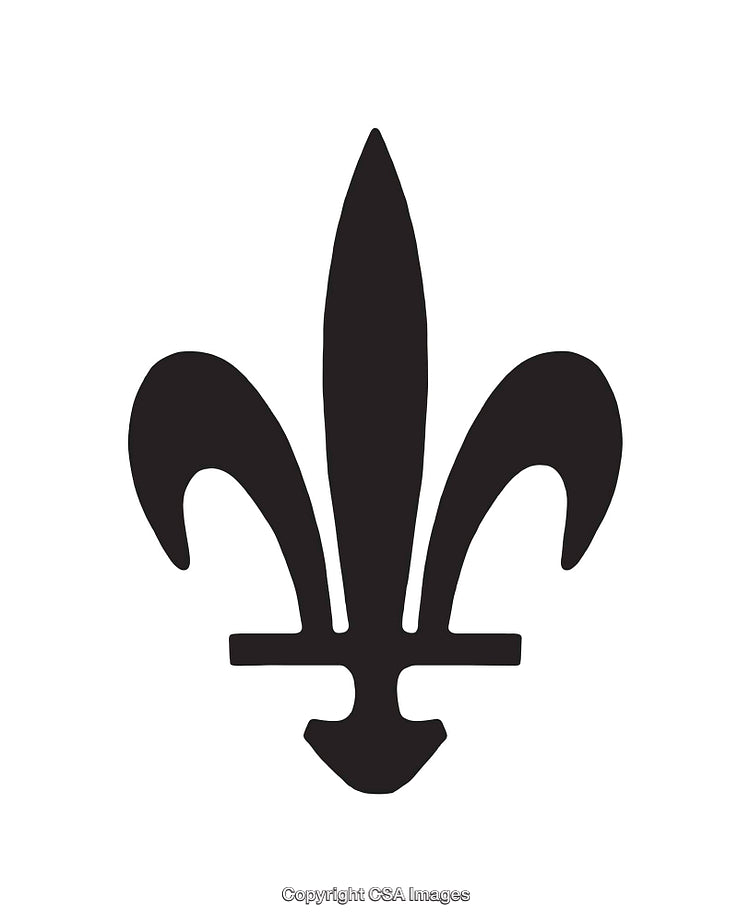 Black and White Fleur-de-Lis Icon in Minimalist Silhouette Style