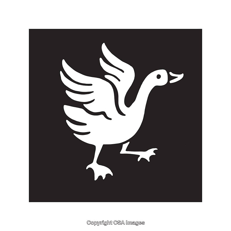 Black and White Illustration of a Goose Silhouette with Open Wings