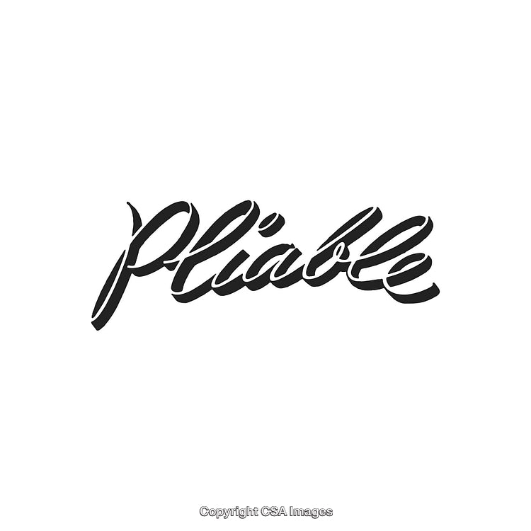 Elegant Script Font Highlighting 'Pliable' in Black on White Background