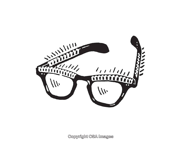 Black And White Line Drawing of Stylish Glasses with Retro Design