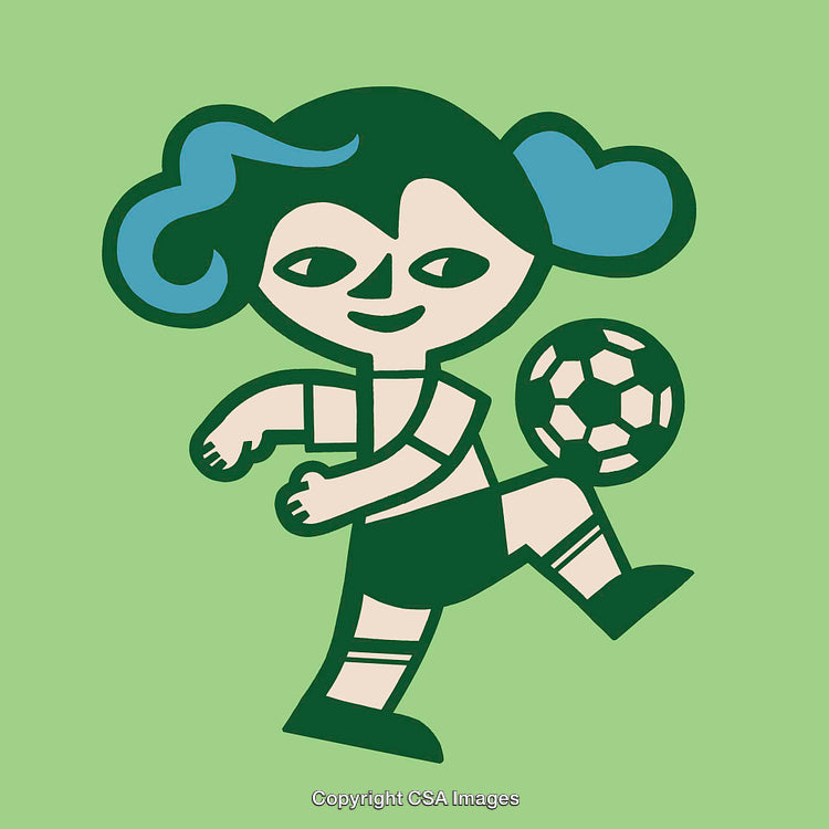 Whimsical Line Art of a Soccer Player Kicking a Ball