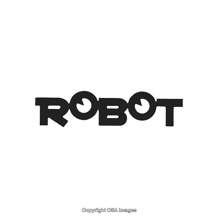Creative Robot Logo Design With Bold Font and Circular Elements