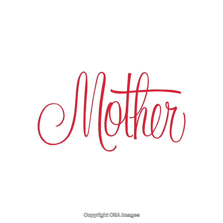 Elegant Calligraphy Depicting the Word Mother in Vibrant Red